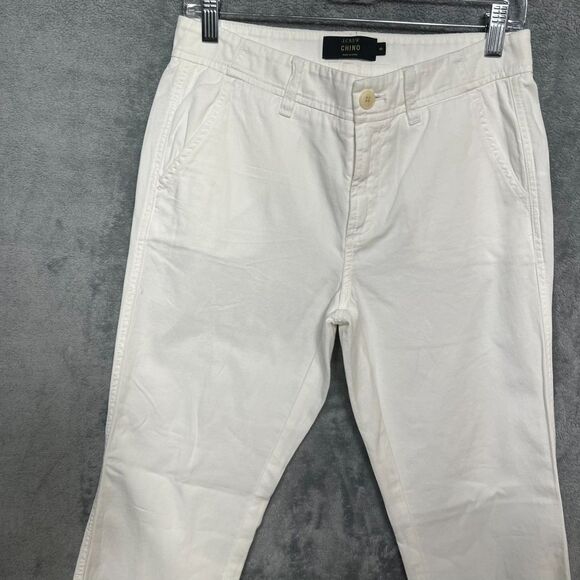 J.Crew Chino Cropped Pants White Rolled Cuffs 100% Cotton Zip Fly - Picture 12 of 16